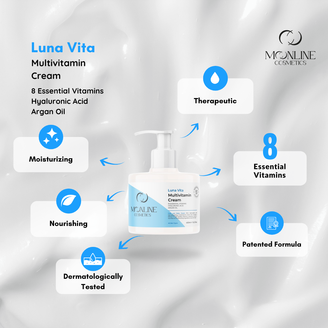 Luna Vita - Multivitamin Cream, 8 Essential Vitamins, Hyaluronic Acid, Argan Oil
