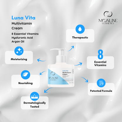 Luna Vita - Multivitamin Cream, 8 Essential Vitamins, Hyaluronic Acid, Argan Oil